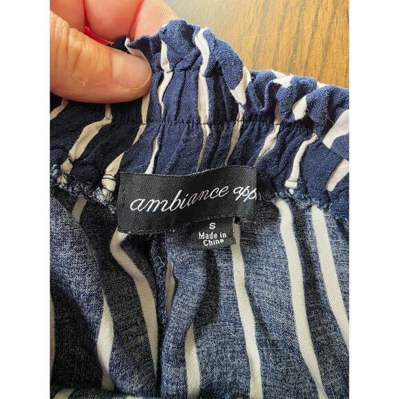 Ambiance Apparel Black/White Striped Paper Bag Shorts High Waist With Tie Size S - Picture 4 of 5